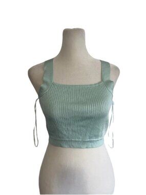 House of Harlow 1960 Ribbed Knit Squareneck Tank Top Mint NWT Size Small